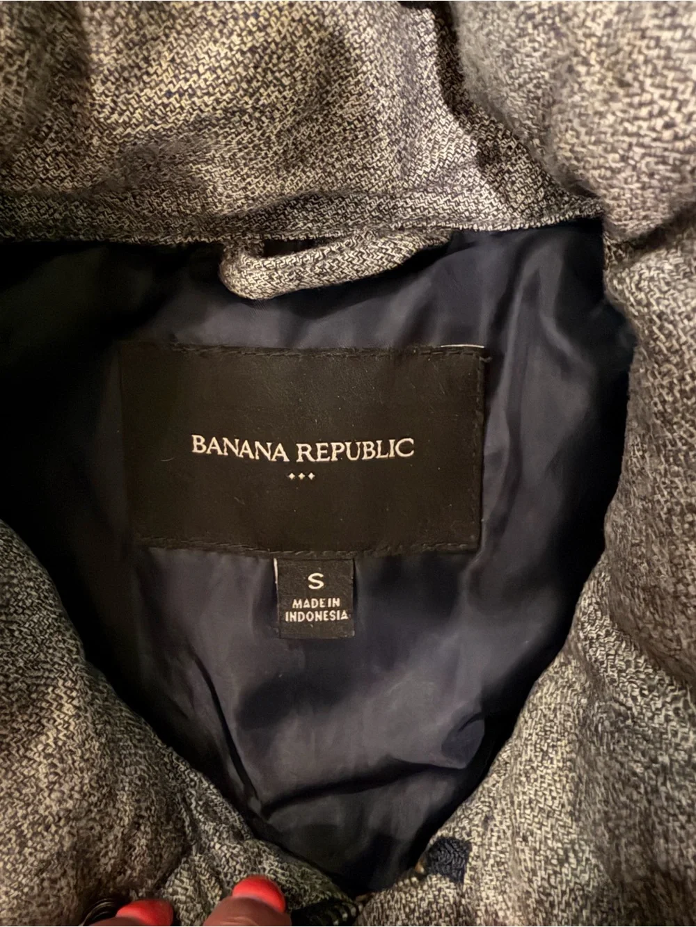 Banana Republic Heather Gray/Blue Quilted Down Vest